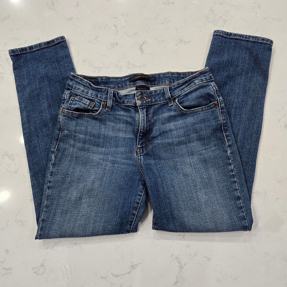 Levi's 524 Skinny Jeans Mid Rise Medium Wash Blue 12S Y2K Indie Sleaze